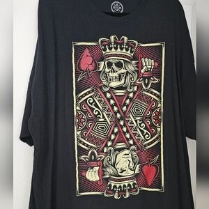 Black Graphic T-Shirt with Playing Card Design